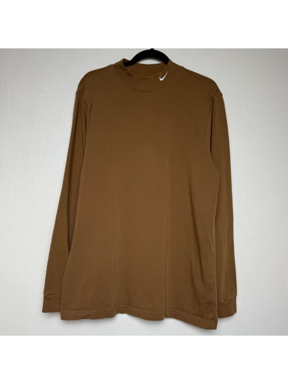 Nike Sportswear Men's Casual Mock Neck Long Sleeve Shirt Brown Sz M